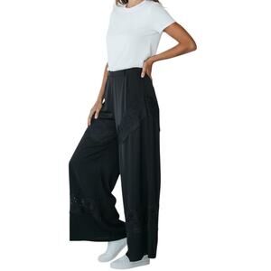Majorelle Black Lace Applique Wide Leg Pants M